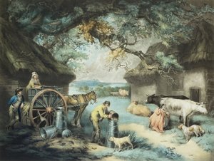 The Dairy Farm, Engraved by the Artist, Pub. by R. Ackermann, 1801 by James Ward